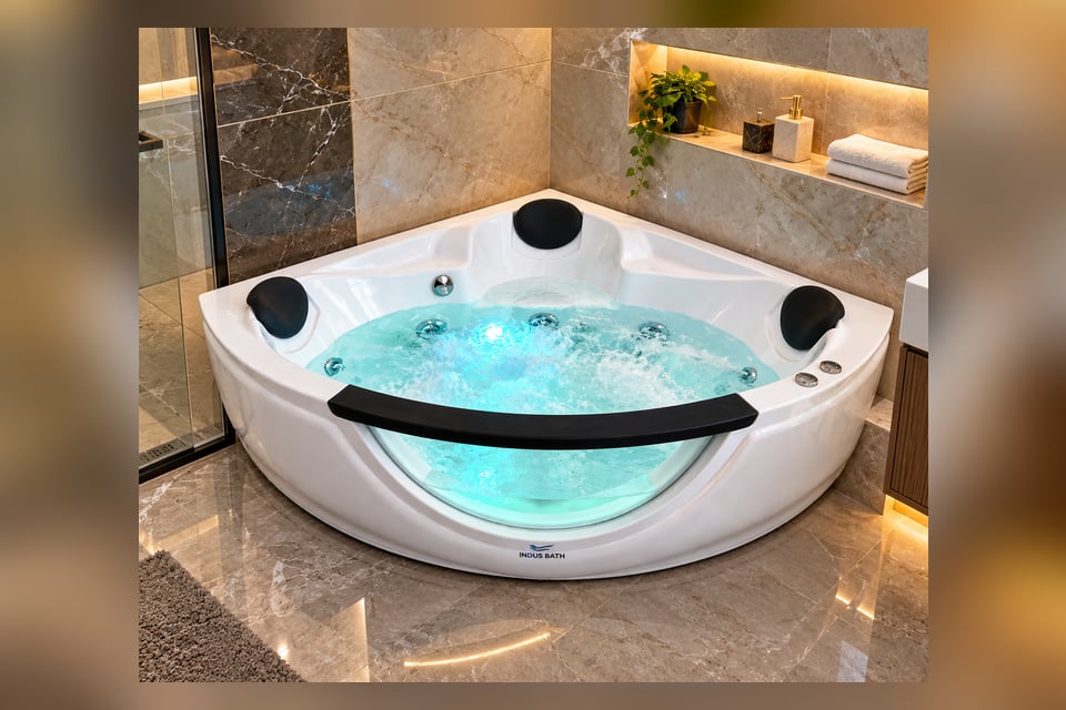 Corner Whirlpool Hydrotherapy Tub Indus Bath